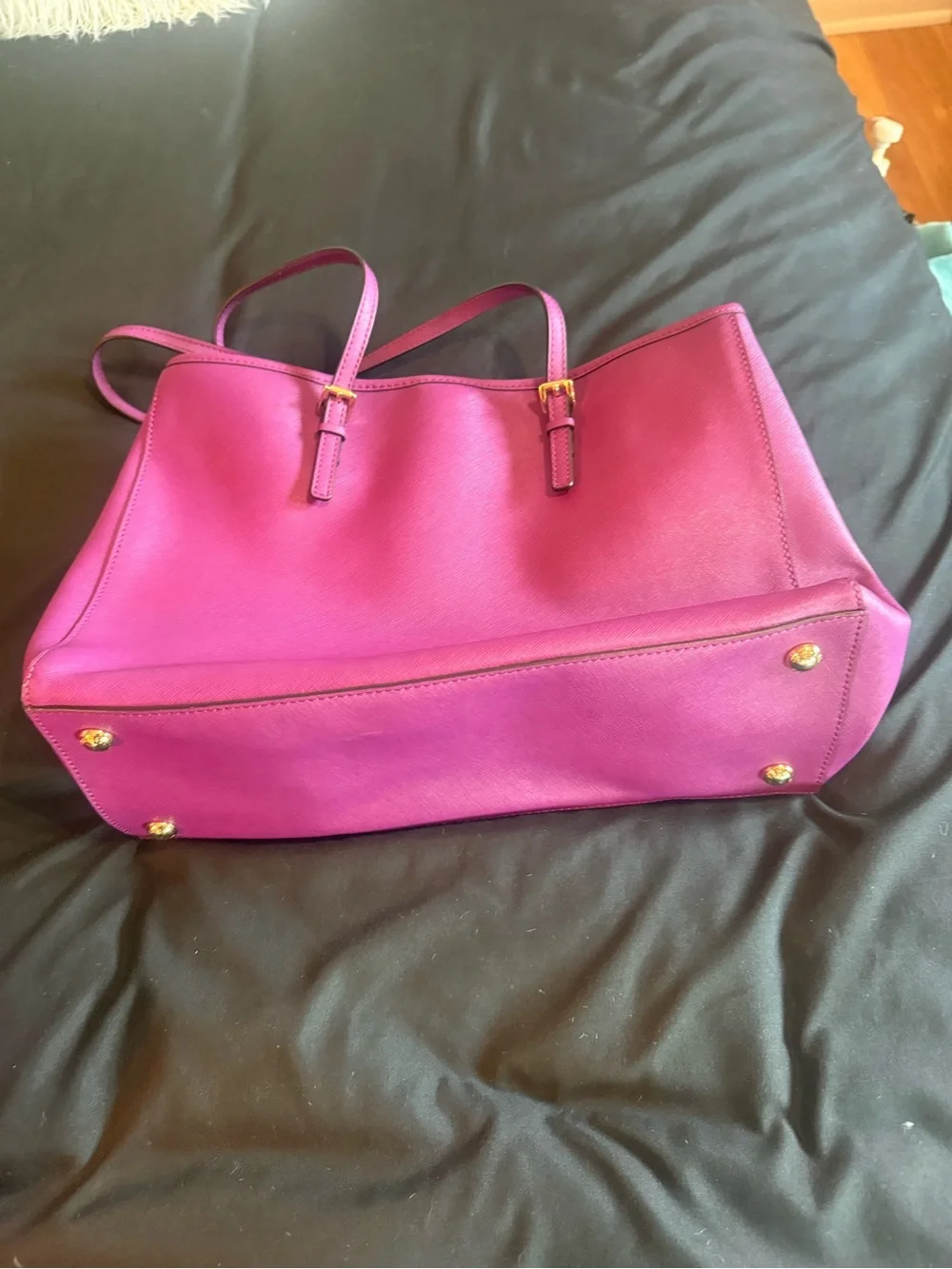 Michael Kors Magenta Saffiano Leather Tote with Gold Hardware